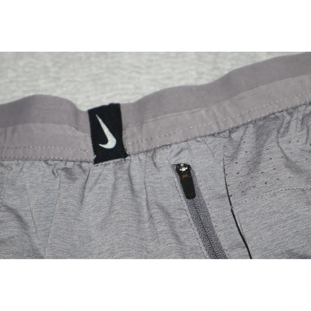 Nike Running Shorts Mens XL Gray Dri-Fit Reflective Swoosh Zipper Pocket